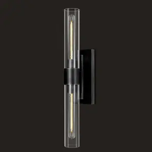 Bathroom Black Vanity Vertical Linear Light - 2-Light Tube Wall Sconces, 24" Vertical Vanity Wall Lighting, E26 Bulb Included