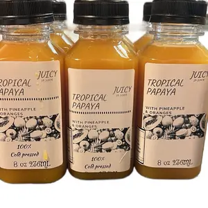 Juicy JS Tropical Blend Cold Pressed Detox Juice - 100% Raw Organic Fruit Drink in Glass Jar (8 oz x 237 ml) - Beverage Berry