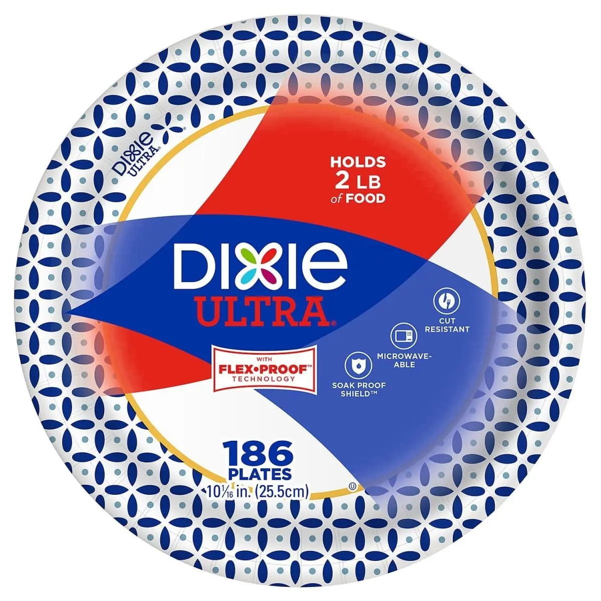 Dixie Ultra Fiber Disposable Plates - Model DXEUS10SAM186CP, 10.06 in, 186 Per Pack, for Home & Festive Party Supplies