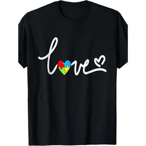 Unisex Plus Size Autism Awareness Top Featuring Retro Puzzle Design, Durable Fabric