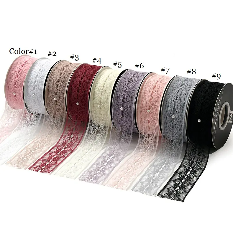 Wide Lace Ribbon, 25 yards, 1.5 inch wide, Premium Quality - Various Colors