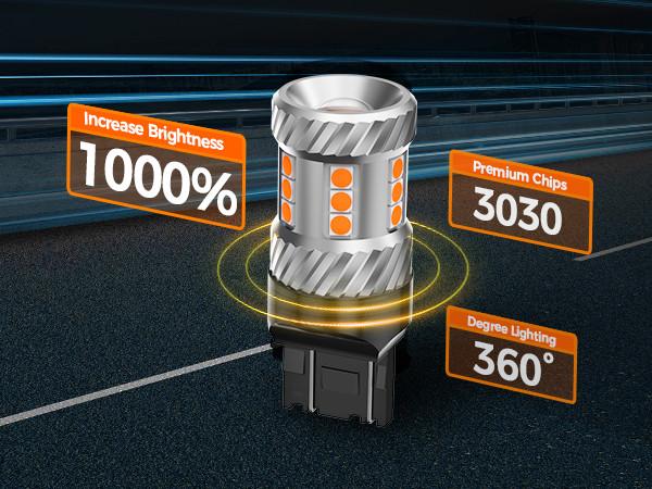 2012 Toyota Highlander 7443/7440/T20/W21W LED Turn Signal Light Brake Tail Light Bulbs Yellow SEALIGHT