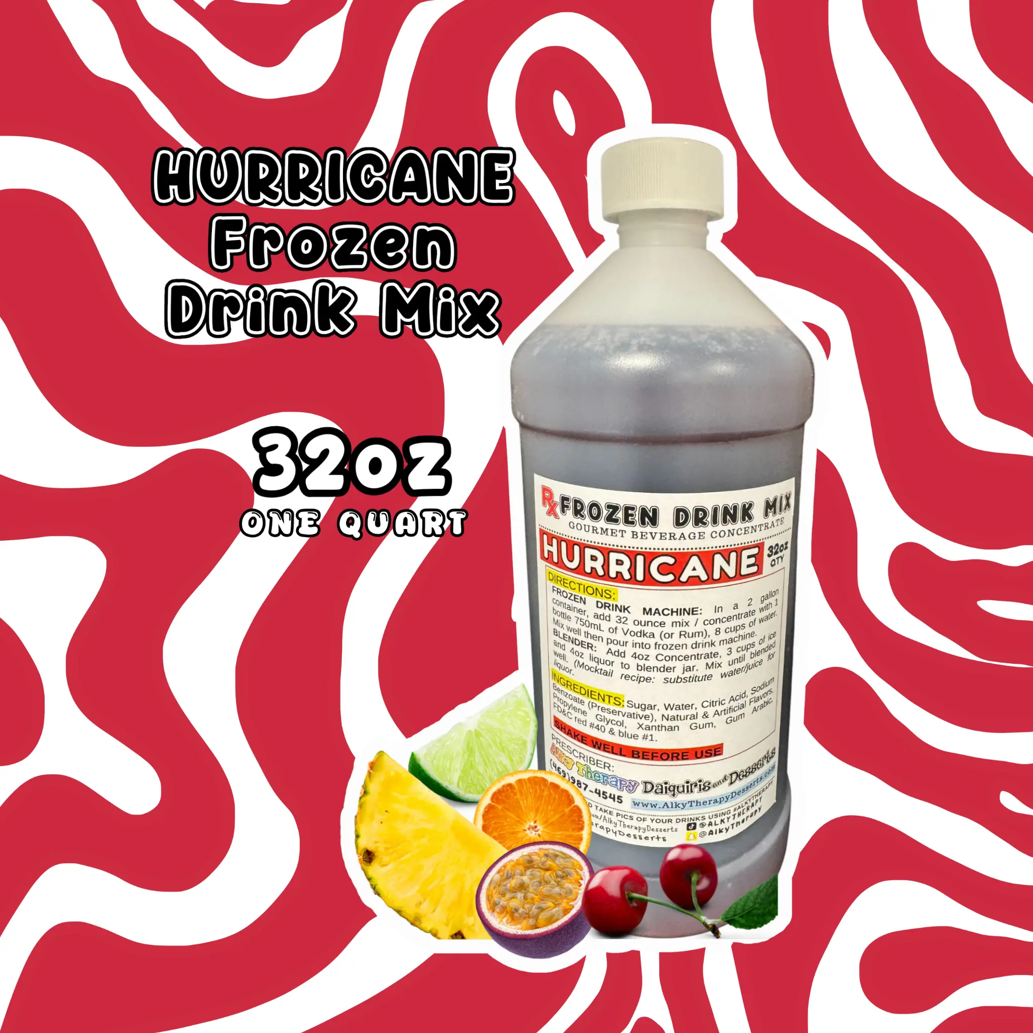 Hurricane Frozen Drink Mix - Margarita Mix - Slush Machine Mix - Concentrate for Beverages - Tropical Punch