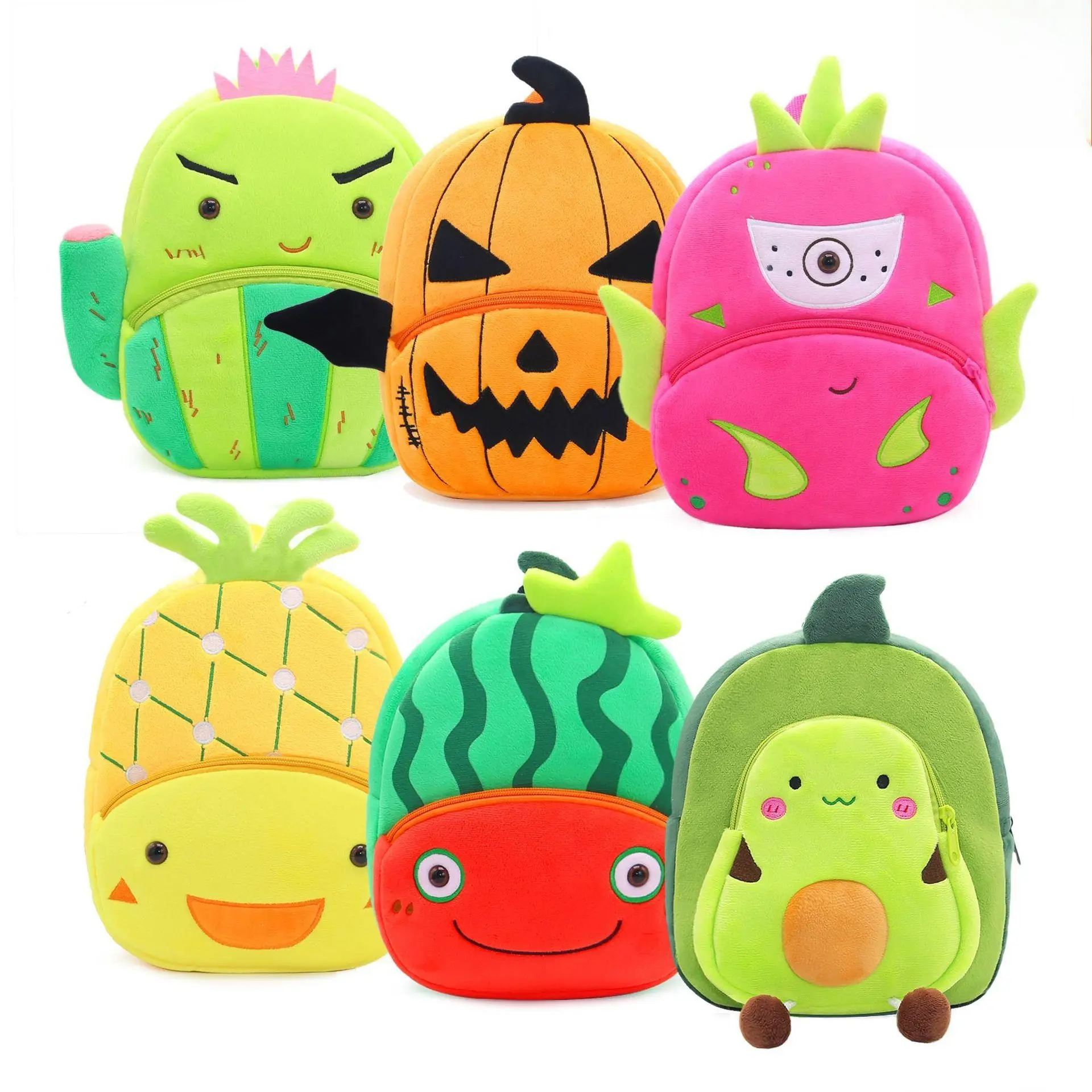 Cute Cartoon Fruit Plush Backpack, Fluffy Rucksack School Bag