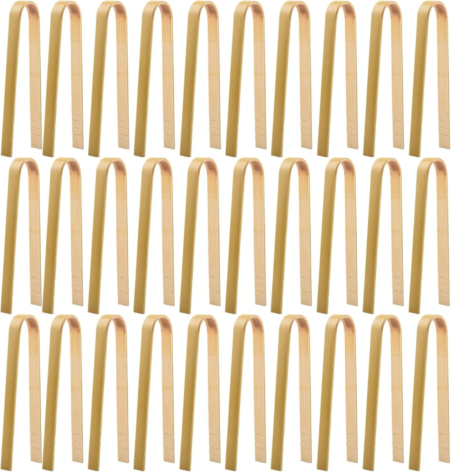 30 Pcs Wooden Tongs for Charcuterie - Mini Bamboo Disposable Tongs for Serving Food, Natural Wooden Cooking Toast