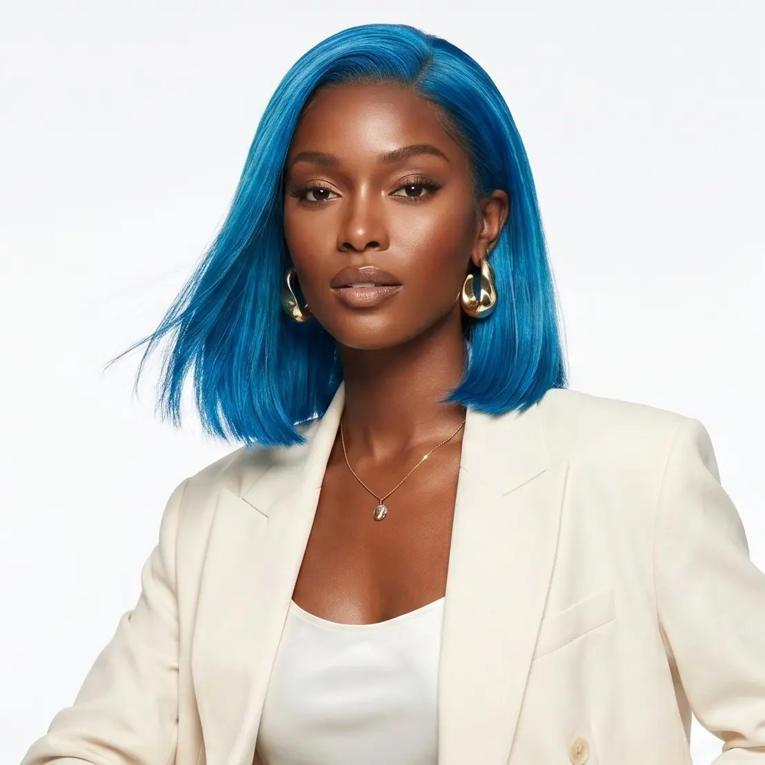Neihky Peacock Blue Bob Wig Human Hair Pre Plucked With Baby Hair Glueless 13x4 Lace Front Wig HD Transparent Lace Frontal Short Bob Wigs for Women Bleached Knots 10inch 180% Density
