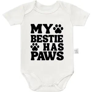 My Bestie Has Paws Bodysuit, Gender Neutral Baby Clothes, Newborn Boy Outfits, Boys Girls Short Sleeve Jumpsuit
