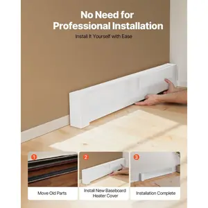 VEVOR Baseboard Heater Covers, Basic Series 4 ft Standard Electric Heating Unit Front Cover for Home Improvement, Heavy-duty Steel, Easy Installation for Bedroom Replacing Old Cover, White
