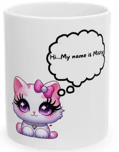 Misty! Kawaii Pink Kitty with Speech Bubble Mug