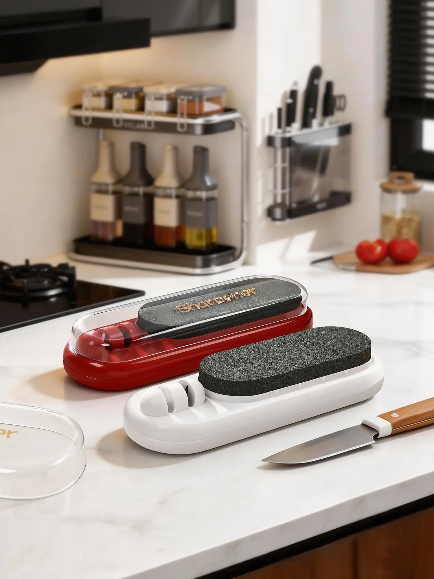 New Model Sharpener Stone for Kitchen Knives – Professional 3-in-1 Sharpener Stand, Multifunctional for Fast Blade Sharpening, Must-Have Tool