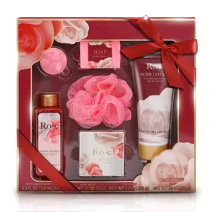 6Pcs Rose Scented Bath Spa Set | Self Care Beauty Gifts for Women, Perfect Mothers Day Present for Mom Regalos para Mujer