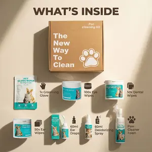 Cleaning Gift Box Set: An essential cleaning kit that every first-time  parent must have for their dog. This gift box contains every cleaning product needed for daily  care—the perfect birthday gift for your canine companion! glove wipe pet