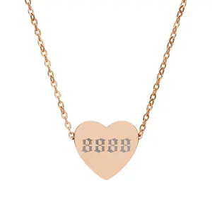 8888 Angel Number Heart Necklace – Wealth & Overflow Necklace in 4 Luxe Finishes