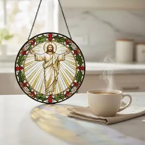 Risen Jesus Stained Glass Suncatcher, Christian Window Hanging, Religious Sun Catcher, Faith Home Decor