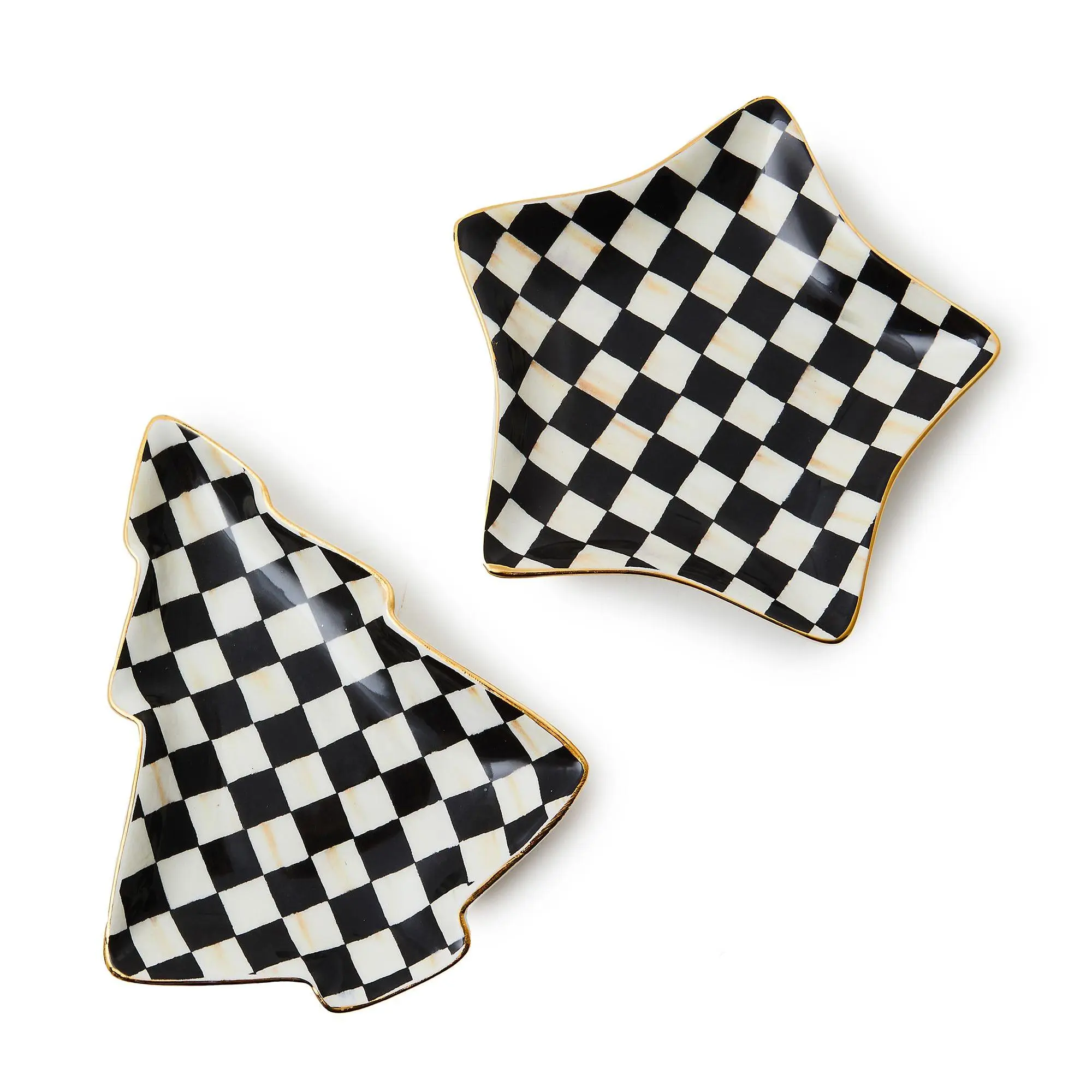 MacKenzie- Childs Set of 2 Ceramic Holiday Trinket Trays
