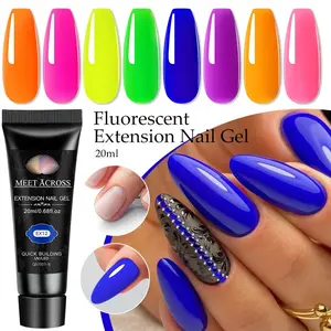 MEET ACROSS 20ml Poly Nail Extension Gel, 8 Vibrant Neon Bright Colors, Quick Building Durable Nail Extensions Gel for Nail Art DIY, Suitable for Beginners and Professionals