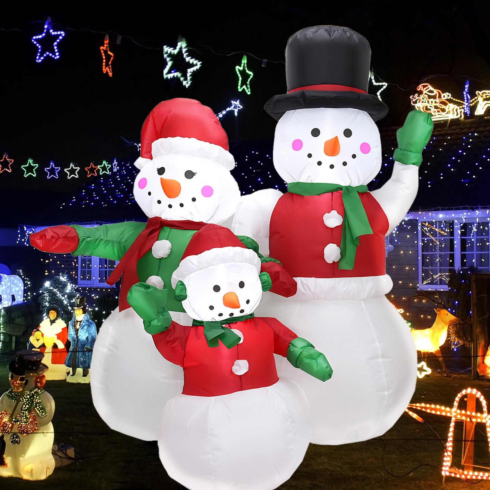 5 Ft Christmas Inflatables Snowman Family Outdoor Decoration with Built in LED Lights Blow ups Christmas Snowman Decoration, Xmas Inflatable Decor for Lawn Garden Yard and Holiday Party