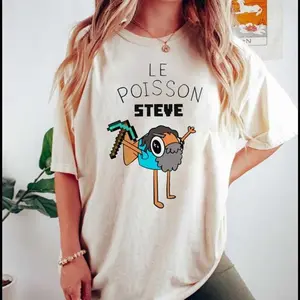 Funny Fish Le Poisson Steve Unisex T-shirt, Minimalist Humor Tee, Quirky , Orange Fish Graphic Tee, Absurd Fish