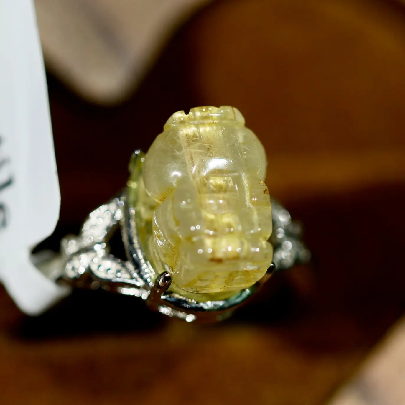 【YJJ JEWELRY】Pixiu rutile ring Adjustable Vintage Copper Ring with Natural Stones