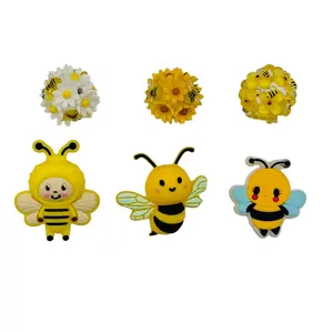 Bumble Bloom Bead Mix - Bee Silicone Beads & Yellow Black Themed Beads for DIY Crafts Mixed Acrylic Silicone Varies in Size Adjustable Beaded Design Beaded Mesh Beaded Tassel Charms