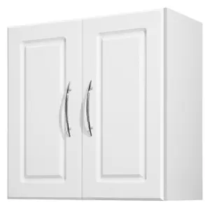 VEVOR Laundry Room Wall Cabinet, 2-Tier Wall Mounted Hanging Cabinet with Adjustable Shelf, 32 in Cupboard Storage with 2 Doors, for Bathroom, Kitchen, Laundry, 16x 32x 24 in (Dx Wx H), WhiteVEVOR Super Brand Day