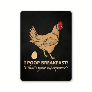 Humorous Rooster Egg Design Fridge Magnet - "I Poop Breakfast" Slogan, Magnetic Backing (3.31x2.36in), Kitchen Decor Bathroom Decor, Housewarming Christmas Gift, Home Supplies R91772