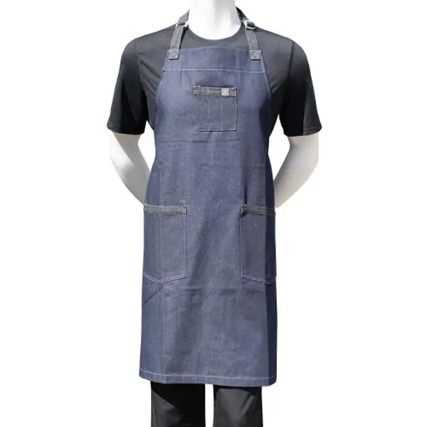 Chef Code | Denim 3-Pocket Bib Apron | Men's Service Uniform Apron