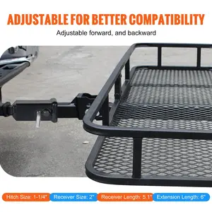 VEVOR Trailer Hitch Extender, 1-1/4" to 2" Receiver Hitch Adapter, Trailer Hitch Extension Tube Extender, 6" Extension Length, 4000 lbs Towing Capacity, Hitch Pins, Clips, Bolt and Nut Included, Black