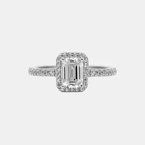 【407】"Winter Ball" 1 Carat Synthetic Moissanite Halo Ring – Elegant Wedding/Engagement Jewelry for Women, Ideal Birthday/Anniversary Gift