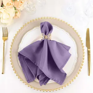 5 Pack Polyester Napkins 17"x17" Violet Amethyst - Wrinkle Resistant & Easy Care Cloth Napkins