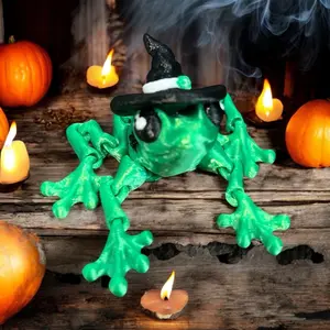 Adorable Articulating Frog Witch Halloween Decor/ Figure