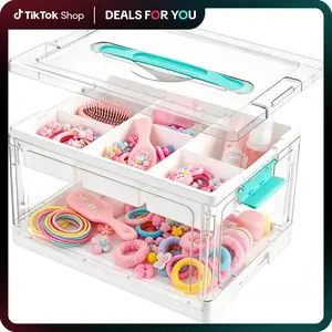 Vtopmart 1-2Pack 24QT Clear Craft Storage Bin with Removable Trays and Dividers, Ideal Containers for Art Supply Coloring Books, Sensory Toys, Craft Supplies, Medicine, Playdough, Transparent Water&Dust Proof, DealsForYouDays (Mid Year Sale Restock), DFYD
