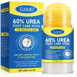 Elaimei 60% Urea Stick + 2% Salicylic Acid, Strong Urea Foot Cream, Treats Cracked Heels, Hands & Knees, Exfoliating Moisturizer, 1.4 Oz