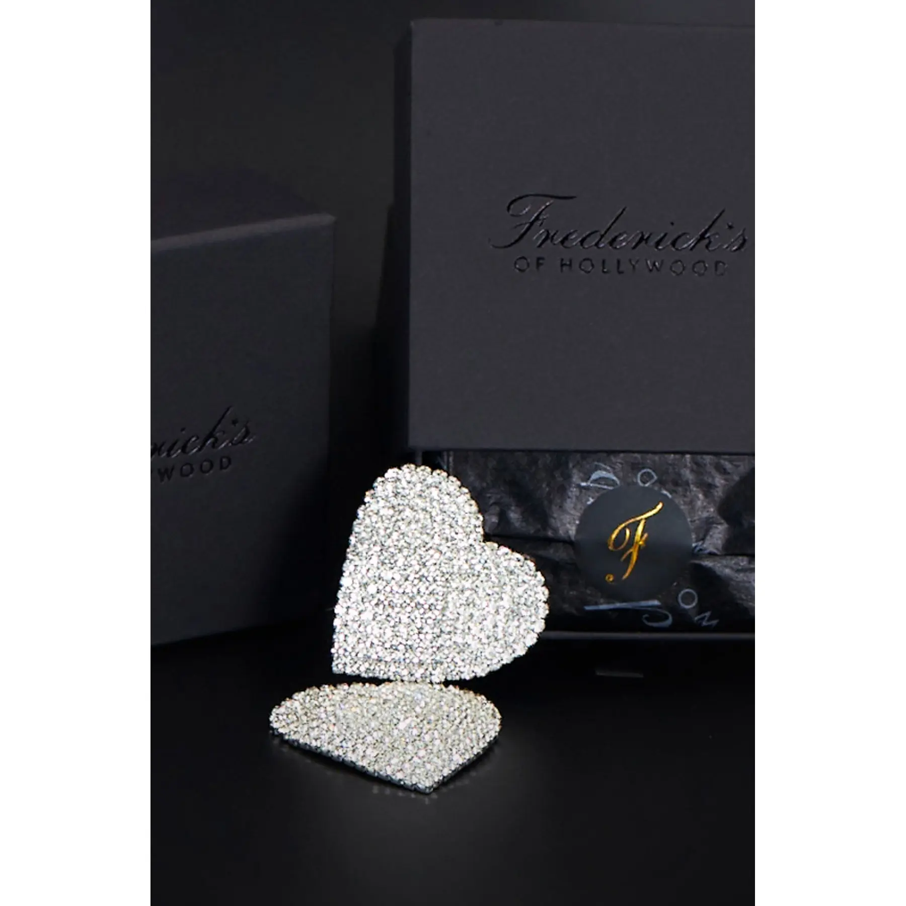 Frederick's of Hollywood Women's Rhinestone-Embellished Ziggy Heart-Shaped Pasties - Stylish Bra Press-On Accessories for Glamorous Events, Elevating Feminine Style