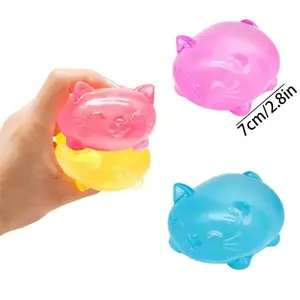 4Pcs Mini Cute Cat Maltose Decompression Toy, Non-Stick Odorless Non-Toxic Stress Relief Toy for Adults & Students