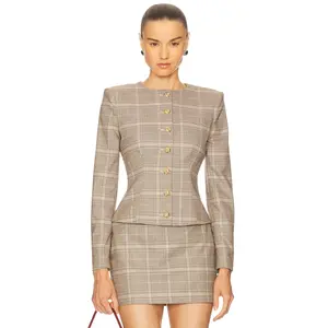Generation Love Sirus Plaid Jacket in Taupe Plaid