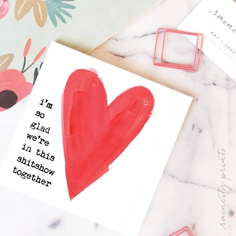 （1 Card with 1 Envelope）1pc I'm So Glad We're in This Shitshow Together Love Card, Funny BFF Valentine's Day, Galentine's Day, Partner Friend Love Card, Valentine's Card