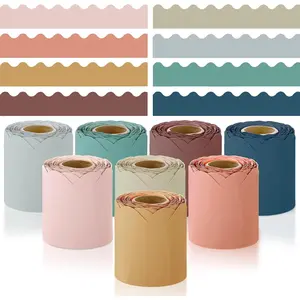8 Rolls 262.4 Feet Scalloped Bulletin Board Borders Trim for School Classroom Decoration Boho Colors