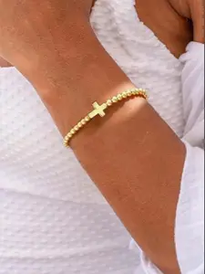 Cross Beaded Bracelet for Mom, Religious Style Bangle Jewelry, Gift for Wife, Mother, Grandma, Stepmother, Mother's Day Present