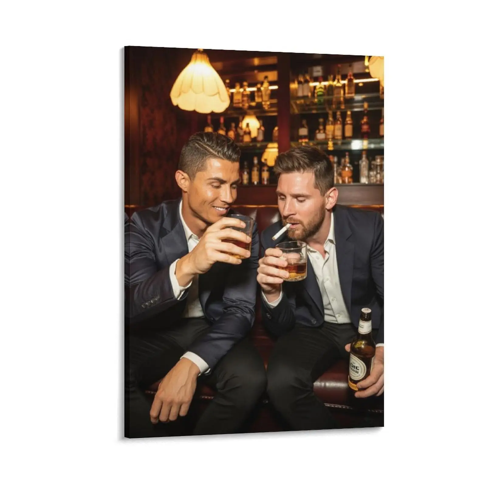 Messi and Ronaldo Wall Art – Football Legend Posters – Soccer Decor for Men's Spaces – Gifts for Men – Sports Bar Art