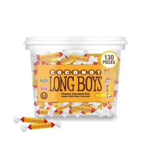 Atkinson's Long Boys Coconut Creamy Caramel Candy Fun Size 48 Count - Individually Wrapped Chewy Coconut Caramel Treats, Gluten Free, Kosher, Classic Texas Candy