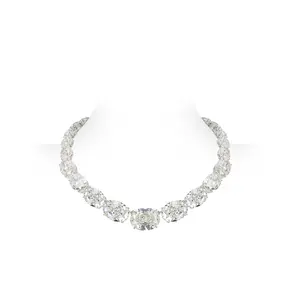 VAMERAY Luxury Series Graduated Oval Cut Tennis Necklace #3600(Please contact customer service to customize the size before placing an order)