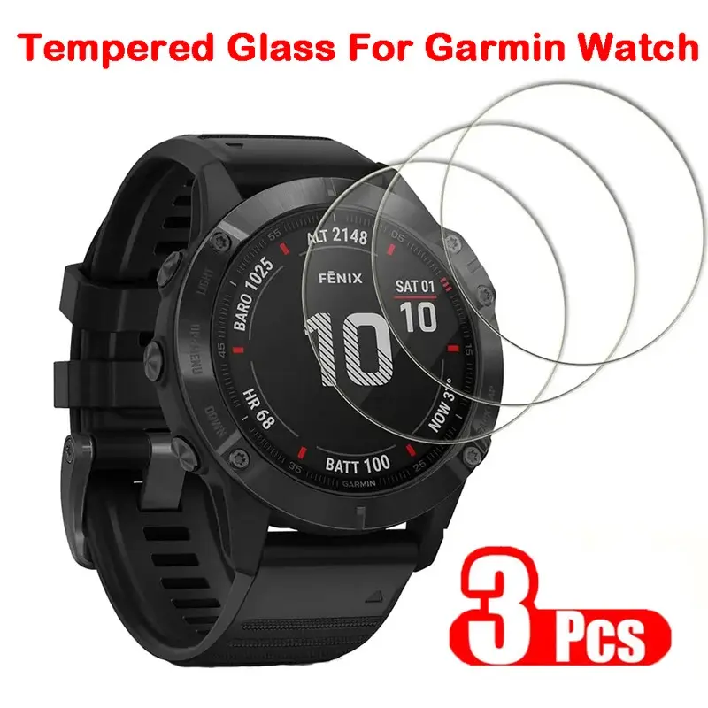 3Pcs 9H Premium Tempered Glass For Garmin Fenix 7 7X 7S 6S 6 6X Pro 5S 5 5XPlus Watch Clear HD Screen Protector Film Accessories