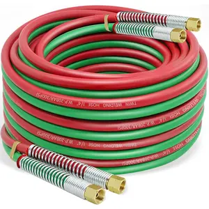50 FT 1/4" Oxy Acetylene Welding Hose with 9/16"-18 B Fittings - Grade R Twin-Line Torch Hose for Acetylene Cutting & Welding (300PSI/900PSI)
