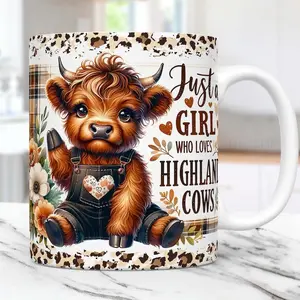 [Sale Up To 40% + Freeship] Baby Highland Cow Mug, Just A Girl Who Loves Highland Cows Mug, 11oz & 15oz Mug