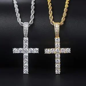 Zircon Necklace Golden/Silver Classic Cross Pendant Necklace Women's Daily Wear Mother's Day Gift
