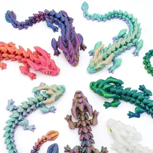 11.8in Modern 3D Printed Oriental Dragon Ornament - Large Flexible Joint Movable Dragon Model - Handmade Animal Statue Gift for Holiday, Desk Decor