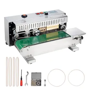 VEVOR Continuous Bag Band Sealing Machine, 0.24-0.47 in/6-12 mm Seal Width, Horizontal Band Sealer Machine with Digital Temperature Control, Stainless Steel Bag Sealer for 0.02-0.8 mm Plastic Bag Film
