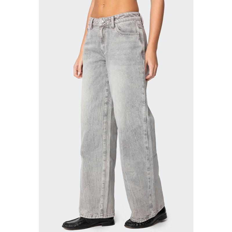 Magda Acid Wash Low Rise Baggy Jeans