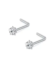 Cute Star Design Nose Stud, Stainless Steel L-Shaped Nose Ring, Unisex Fashion Body Jewelry, Piercing Accessory for Men and Women